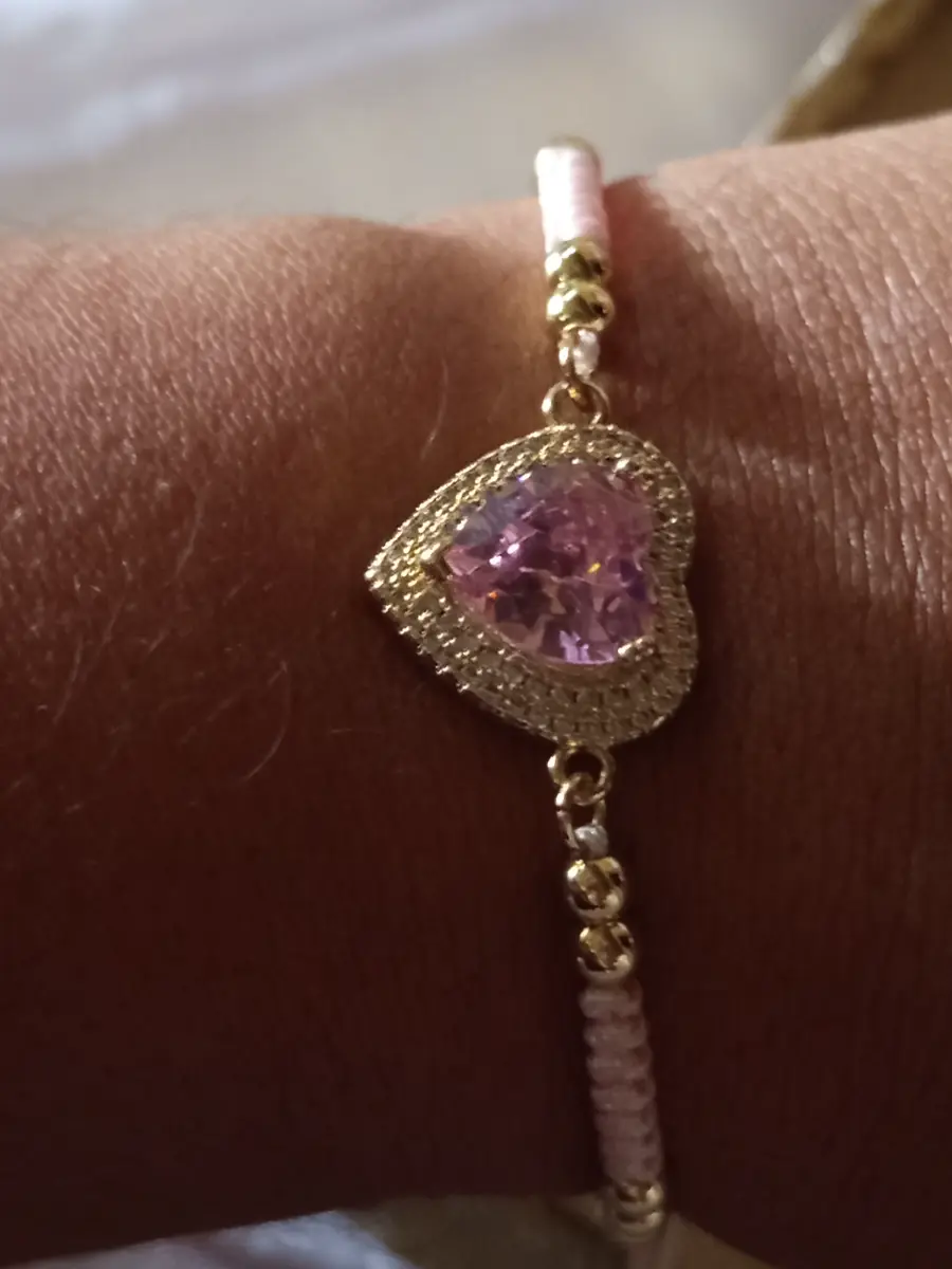 Pulsera Corazón Rosa Dorado