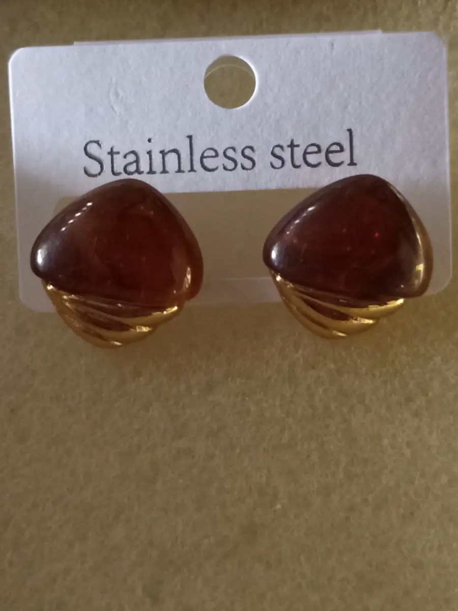 Pendientes Acero Inoxidable Marrones Dorados